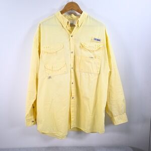 Columbia‎ PFG  Shirt Mens XL  Yellow Button Up Vented Fishing